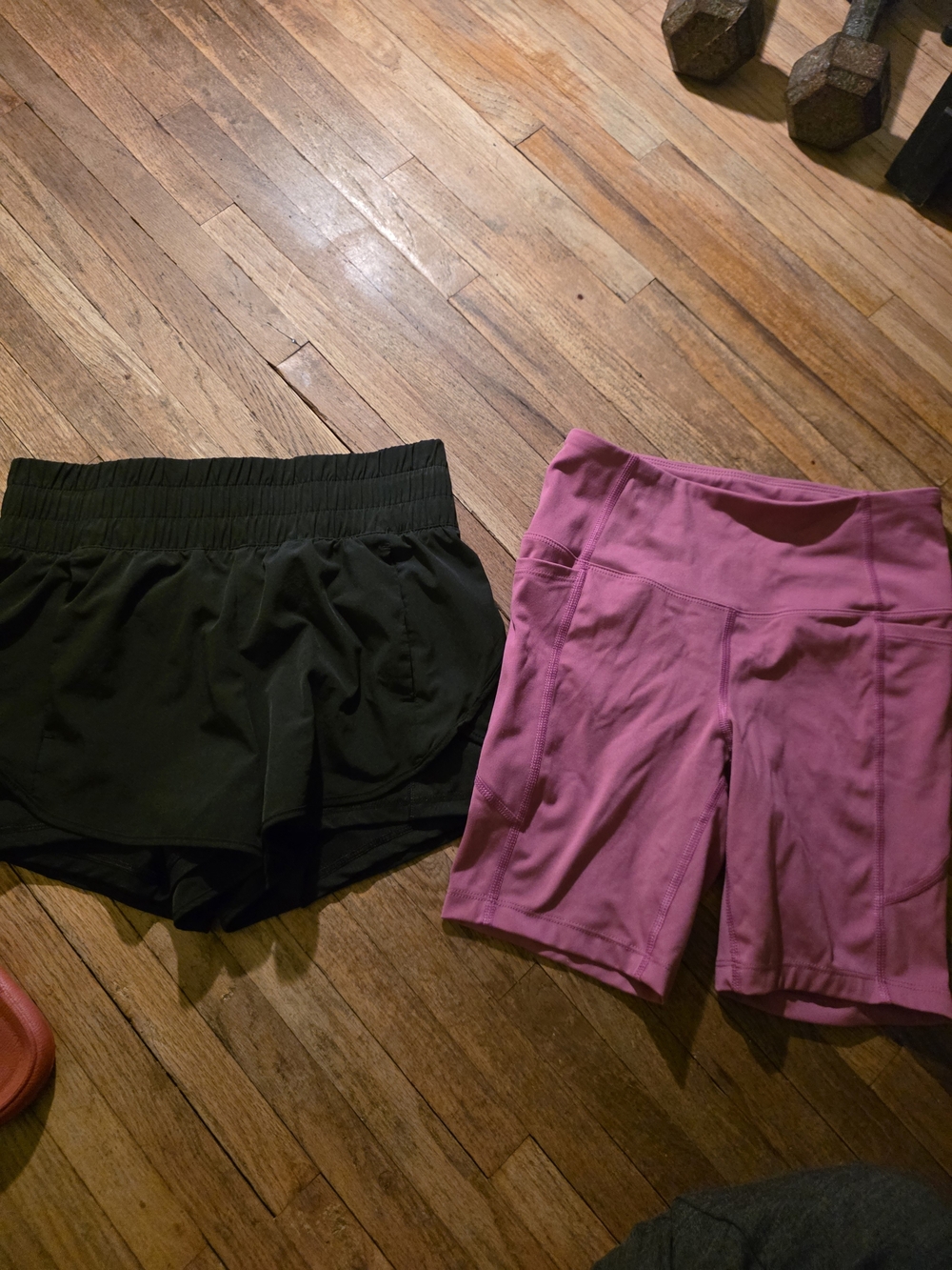 Avia Black Running Shorts & Athletic Works Neon Purple Bike Shorts
